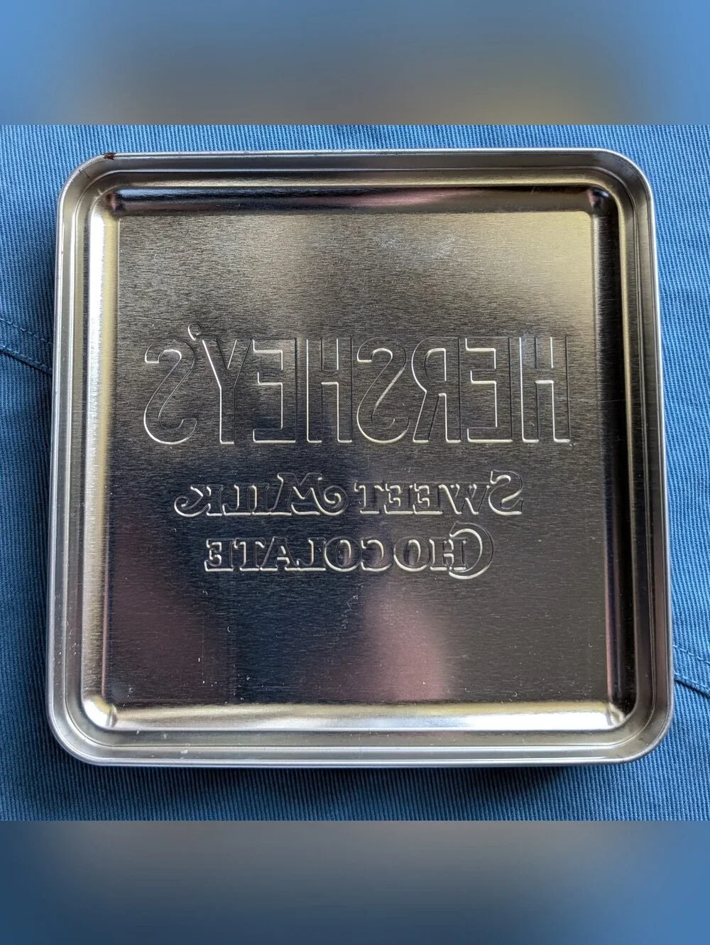 1990s Hershey's Sweet Milk Chocolate Decorative Storage Tin - 7 Inches Wide